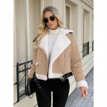 YYFS Naiste Mood Vabaaja &Uuml;hev&auml;rviline Tr&uuml;kiga S&uuml;gis-Talv Pikkade Varrukatega POLO Kaelusega Joped ja Mantlid XL khaki