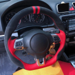 DIY Black Suede Leather Car Steering Wheel Cover For VW Polo GTI Scirocco R passat cc R-Line 2010 Volkswagen Golf 6 GTI MK6 Red Thread