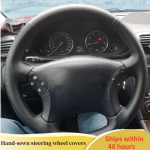 ized Car Steering Wheel Cover Microfiber Leather Black For Mercedes Benz W203 C-Class 2001-2007 DIY Steering Wheel Braid Red Blue Thread