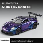 1:32 Porsche GT3 RS Superauto Sulamist Valatud Metallist Mudel Heli ja Valgusega M&auml;nguasi Laste S&uuml;nnip&auml;evam&auml;nguasi Kingitus Kogumis Hobi Mudel Laste M&auml;nguasi lilla