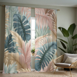 2 tk Troopilise rohelise ja roosa monstera lehemustriga kardinat  pol&uuml;esterkangas  masinpestav  sobib magamistubadesse elutubadesse 100*130 Grommet Top 1pcs