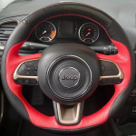 Hand-stitched non-slip Black red  leather Carbon Fiber car steering wheel cover For Jeep Compass Renegade Fiat 1