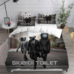 M&auml;ng Skibidi Tualett Arale Tekikotid Voodipesu Komplektid M&auml;nguri Tekikate Tekikoti Komplektid Laste T&auml;iskasvanu Suurused EU Single(135*200cm)3pcs