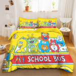 Sesame Street Tekikoti komplekt Tekk Voodipesu 3D Laste voodipesu komplekt 3-osaline 1 Tekikate Kuninglik suurus AU Single(140*210cm)3pcs yellow