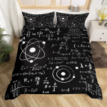 Labori voodipesukomplekt Keemiakabineti tekikate komplekt Lastele Teismelistele Katseklaas Mikroskoop Graffiti Tekikate Teaduse teema EU Single(135*200cm)3pcs black