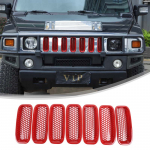 7 tk Must/Punane Auto Esiv&otilde;re Sisestus K&auml;rgstruktuuriga V&otilde;rk Kaitsekate Hummer H2 2003-2009 V&auml;li-Tarvikutele punane