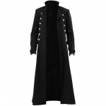 Keskaegne Steampunk Retro-gooti mantel Tuulejope Viktoriaanlik vorm, pikk osa meeste mantel Cosplay kost&uuml;&uuml;mid S must