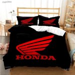 Hrc-Honda mootorratta logo tekikate tekk voodipesukomplektid pehme tekkikate ja padjap&uuml;&uuml;rid teismelistele &uuml;hekohaline kahekohaline Queen King EU Single(135*200cm)3pcs red
