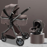 BAZARLAND30 Poussette 3 en 1 B&eacute;b&eacute; Combin&eacute;e Si&egrave;ge-Auto Nacelle Trio R&eacute;versible R&eacute;glable Haute Qualit&eacute; Roues increvables.Chocolat pruun
