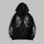 Meeste lukuga dressipluus - Dressipluusid meestele Y2K Vintage Pikkade varrukatega dressipluus Streetwear Pullover taskuga L must