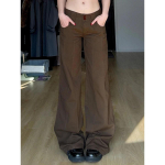 STREETRICH Pruun Lai Jalg Naiste teksap&uuml;ksid Y2K Grunge Stiilis Madala V&ouml;&ouml;koht Kotised Denim P&uuml;ksid Vintage Retro Vabaaja Streetwear Korea Mood P&uuml;ksid S tumepruun v&auml;rv