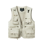 V&auml;lis-vabaaja vest Meeste mitmetaskuline hingav v&auml;lispordijaki disain Vabaaja vest Mehed 6XL beež
