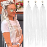 26 S&uuml;nteetilised Punased Heegeldatud Dreadlock Pikendused 100% K&auml;sitsi Valmistatud &Uuml;heotsalised Dreads Reggae Stiilis T&uuml;drukutele(10 s&auml;rki/tk, 3 tk) 26inches valge