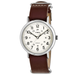 TIMEX meeste Weekender kvartsikell T2P495 40mm messingist korpus veisenahast rihm klassikaline disain kreemikas