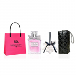 DIOR Parf&uuml;&uuml;m Miss Flower Kerge L&otilde;hn 5ml + Valge Virsiku Aroomiteraapia + Keraamiline Must Meigikott Soodustus must