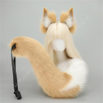 K&auml;sitsi valmistatud Kitsune rebasek&otilde;rvadega peav&otilde;ru ja sabakomplekt - Kohev kunstkarusnahast looma Cosplay rekvisiidid Anime, Halloweeni kost&uuml;&uuml;mi tarvikud ear and tail