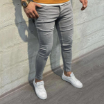 Meeste P&uuml;ksid Retro Stretch Teksad Vabaaja Slim Fit P&uuml;ksid Meeste Pesemis T&otilde;mblukk Suures Suuruses Pliiatsp&uuml;ksid Denim Skinny Teksad meestele S hall v&auml;rv