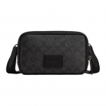 COACH Carrier 18 Eemaldatava &otilde;larihmaga ja lukuga vasikanahast Crossbody &otilde;lakott V&auml;ike Meeste Must must