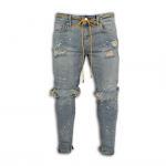 Meeste Mood Skinny Rebenenud Teksad Vabaaja Kulutatud Aukudega Teksad Slim Fit Denim P&uuml;ksid Pliiatsl&otilde;ikega Denim P&uuml;ksid M helesinine v&auml;rv