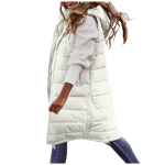 Naiste pikk mantel vest kapuutsiga s&uuml;gistalvine varrukateta Wa Cottonrm sulemantel vest Tepitud vest sulejope V&auml;lisr&otilde;ivad 5XL XXXXL valge