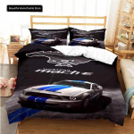 Mustangi auto muster Mugav tekikate padjap&uuml;&uuml;r voodipesu komplekt Laste magamistoa kaunistus Kodutekstiil 70x133cm 3pcs black