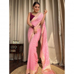 Kuninglik Banarasi pehme siidist saree &ndash; Ajatu Zari ja žakaariga elegants roosa