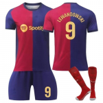2024/2025 Barcelona Lewandowski Nr.9 Jalgpallis&auml;rk Laste Spordir&otilde;ivad Punane/Sinine Pol&uuml;ester 100-110 CM
