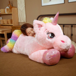1 tk 45/60/80/100 cm Kawaii hiiglaslik &uuml;kssarviku pehme m&auml;nguasi t&auml;idisega pehme nukk v&auml;rvilised hobuse m&auml;nguasjad lastele t&uuml;drukute s&uuml;nnip&auml;evakingitused 45cm roosa