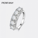 PERFANY 2,5/5 karaadist moissaniidi s&otilde;rmus naistele S925 puhas h&otilde;be viie kiviga s&otilde;rmus luksuslik pulma-k&otilde;rge kvaliteediga ehted 5*Metal Color: 0.5CT (Total 2.5CT)