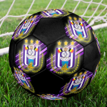 RSC Anderlecht Suurus 5 Jalgpall, Masin&otilde;mmeldud PVC, Vastupidav & K&otilde;rge p&otilde;rge, Sobib k&otilde;ikidele vanustele, f&auml;nnitooted, m&auml;ngudeks & v&auml;litingimustesse. purple