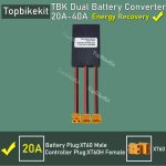 24V/36V/48V/60V/72V 20A/30/40A E-jalgratta kahekordse aku t&uuml;hjendusmuundur L&uuml;liti Aku paralleelmoodul Toetab energia taastamist Max 20A XT60H black