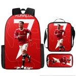 Jalgpallit&auml;he Seljakott Kolmeosaline Laste Koolikott, P&otilde;hikooli ja G&uuml;mnaasiumi &Otilde;pilase Seljakott, L&otilde;unakarbi Kott, Pennali Three-piece set (backpack + satchel + pencil case) black