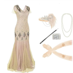 Aprikoos 1920ndate Vintage Tuttidega Gatsby Litrite Tuttidega Flapper Peo Kokteili Maksipikk Pikk Kleit Peo &Otilde;htu Keskmise Pikkusega Kleit S beige