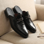 Meeste Suurused 47 48 Krokodillimustriga Mules Slip-On Kinnise Nohu Tagant Avatud Loaferid Vabaaja Mugavus Lamedad Nahast Kingad 41 must