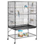 VEVOR linnupuur, 930 x 580 x 1510 mm, tasase katusega, sepistatud rauast linnu lennupuur pulkade, v&auml;ljat&otilde;mmatava aluse ja plastikkannudega, sini-tihasele 93 x 58 x 99 cm must