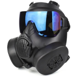 Kaitsev taktikaline respiraatormask, t&auml;isn&auml;oga gaasimask Airsofti, laskmise, jahipidamise, ratsutamise, v&auml;litingimuste CS-m&auml;ngu, Cosplay'i kaitseks Black-Blue lens