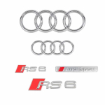 Uued auto tarvikud Sobivus sjhy3 RS6 2016-2020 must Auto logo 4 r&otilde;ngast Eesmise iluv&otilde;re embleem Tagumine embleem sjhy3 Sport kleebis