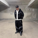 Gootiline Streetwear Kapuutsiga T&otilde;mblukuga Dressipluusikomplekt Graafilise Prindiga Mehed Naised Medium black