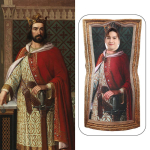 Halloweeni kost&uuml;&uuml;m Mona Lisa cos naljakas maal seinamaal p&auml;rlit&uuml;druk peokleit riietumine vanem-laps esinemiskost&uuml;&uuml;m adult one size (fits 160-180cm) black