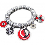 NOA [G5539] - Bracelet Cr&eacute;ateur 'Emilie' rouge argent&eacute; punane