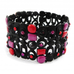 NOA [I2162] - Bracelet Cr&eacute;ateur 'Sissi' rouge rose noir punane