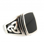 Bague cr&eacute;ateur 'Thorgal' noir argent&eacute; - 17x14 mm 62 must