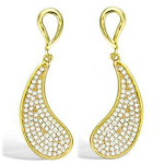 Les Tr&eacute;sors De Lily [L7032] - kullatud k&otilde;rvar&otilde;ngad  Sissi  valgest kullast - 31x11 mm kuld