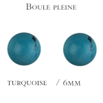 Les Tr&eacute;sors De Lily [M6688] - Boucles plaqu&eacute; or 'Mineralia' turquoise - 6 mm t&uuml;rkiissinine