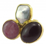 Les Tr&eacute;sors De Lily [P4012] - Bague Cr&eacute;ateur 'Cl&eacute;opatra' marron ivoire rose dor&eacute; lilla