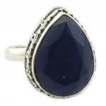 Bague Argent 'Heaven' bleu fonc&eacute; argent&eacute; - 18x14 mm 58 sinine