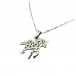 Les Tr&eacute;sors De Lily [P8068] - Collier acier 'Licorne My Unicorn' argent&eacute; - 15x15 mm h&otilde;be