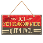 Les Tr&eacute;sors De Lily [Q2841] - Plaque bois 'Messages' rouge marron (ici c'est beaucoup mieux qu'en face) - 30x15 cm punane