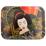 Les Tr&eacute;sors De Lily [R0848] - Grand plateau bambou 'Geisha' vert noir rouge - 43x32 cm roheline