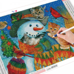 5D DIY Teemantmaal Lumememm Teemanttikandid Kass Mosaiik J&otilde;ulud K&auml;sit&ouml;&ouml; Uusaasta Kingitus Seinakunst Full Round (20X30CM)